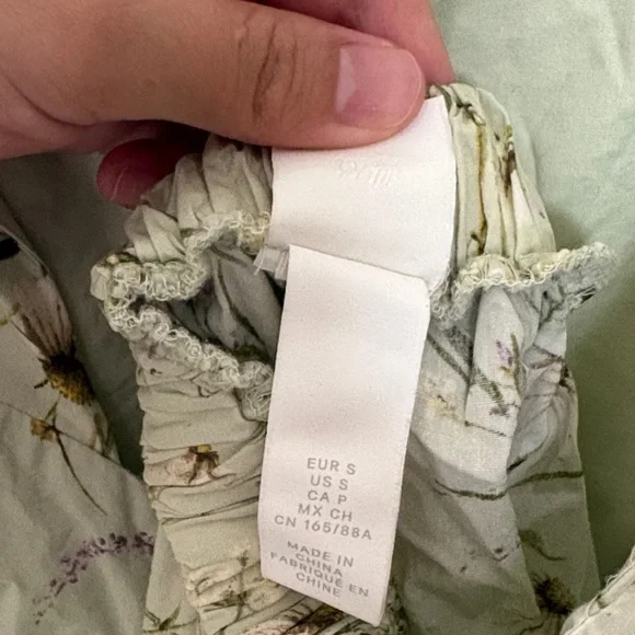 Light Green Floral Midi Dress with Ruffle Straps - Picture 2 of 3